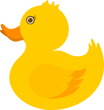Sevimli çizgi film ördek düz logo çizimi
