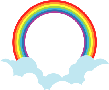 Bulutlu gökkuşağı renkli izole edilmiş çizimler