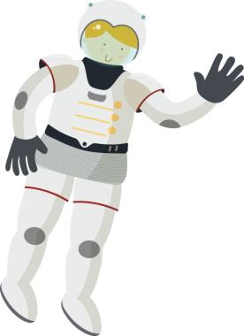 Çocuk astronotlar çizgi film izole edildi.