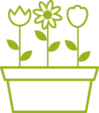 Saksı vektör illüstrasyonunda çiçekli ağaç. Çizgi film bahçe konsepti