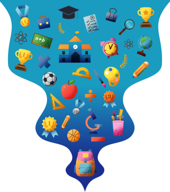 Tedarik ikonu izole edilmiş illüstrasyonla okul konseptine tekrar hoş geldin pankartı