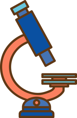 Okul mikroskobu karikatür simgesi izole edilmiş vektör çizimi