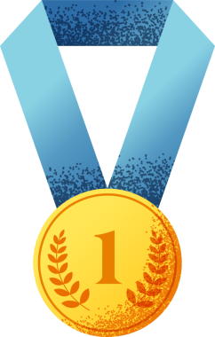 Ödül kurdelesi altın madalya numarası ilk ikon izole resim