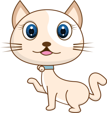 Kedi çizgi film stili izole edilmiş vektör çizimi