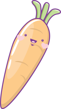 Şirin komik havuç sebze çizgi filmi kawaii tarzı.