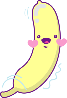 Muz meyvesi karakteri şirin çizgi film kawaii vektör illüstrasyonu