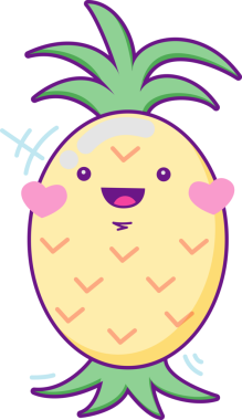 Ananas karakteri şirin çizgi film kawaii vektör çizimi