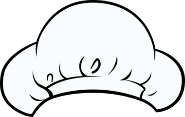 Şef ve aşçı şapkaları elle çizilmiş.