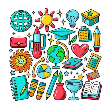 Vector Set Eğitim ve Öğrenim İllüstrasyonu