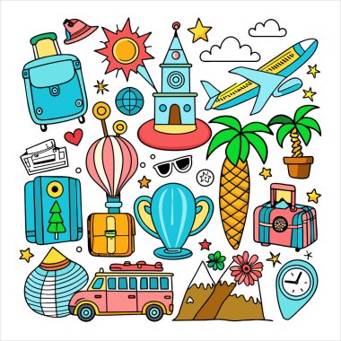 Vektör Simgesi Kılavuzu Seyahat Paketini Ayarla