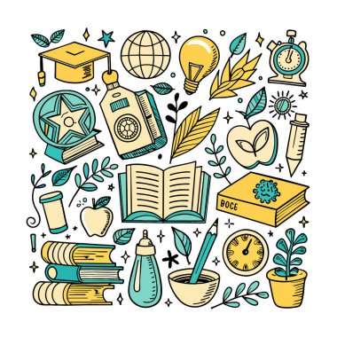 Vector Set Eğitim ve Öğrenim İllüstrasyonu