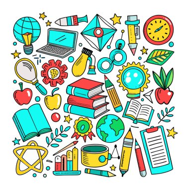 Vector Set Eğitim ve Öğrenim İllüstrasyonu