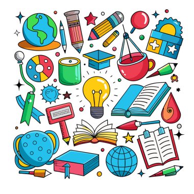 Vector Set Eğitim ve Öğrenim İllüstrasyonu