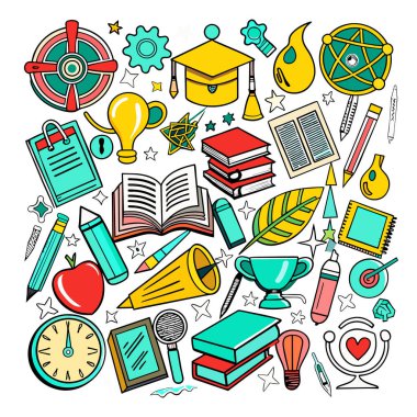 Vector Set Eğitim ve Öğrenim İllüstrasyonu