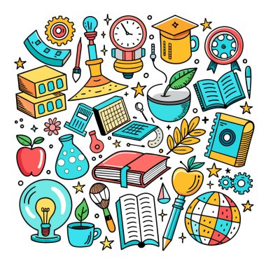 Vector Set Eğitim ve Öğrenim İllüstrasyonu