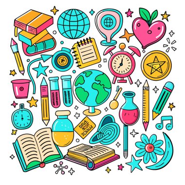 Vector Set Eğitim ve Öğrenim İllüstrasyonu