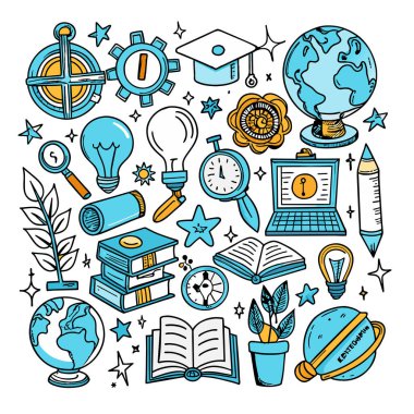 Vector Set Eğitim ve Öğrenim İllüstrasyonu