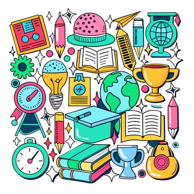 Vector Set Eğitim ve Öğrenim İllüstrasyonu