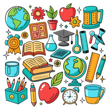 Vector Set Eğitim ve Öğrenim İllüstrasyonu