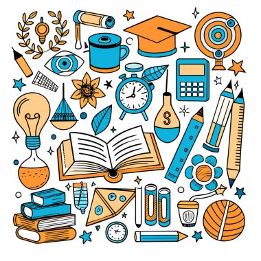 Vector Set Eğitim ve Öğrenim İllüstrasyonu