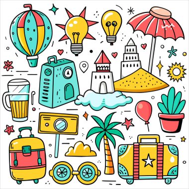 Vektör Simgesi Kılavuzu Seyahat Paketini Ayarla