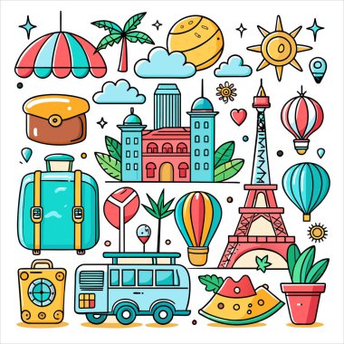 Vektör Simgesi Kılavuzu Seyahat Paketini Ayarla