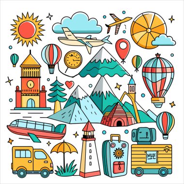 Vektör Simgesi Kılavuzu Seyahat Paketini Ayarla