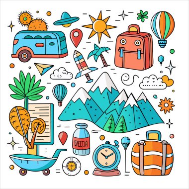 Vektör Simgesi Kılavuzu Seyahat Paketini Ayarla