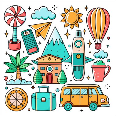 Vektör Simgesi Kılavuzu Seyahat Paketini Ayarla