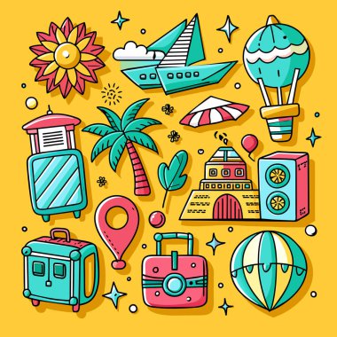 Vektör Simgesi Kılavuzu Seyahat Paketini Ayarla