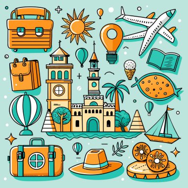 Vektör Simgesi Kılavuzu Seyahat Paketini Ayarla