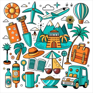 Vektör Simgesi Kılavuzu Seyahat Paketini Ayarla