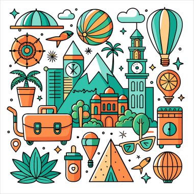 Vektör Simgesi Kılavuzu Seyahat Paketini Ayarla