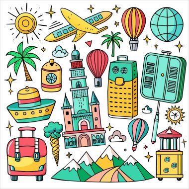 Vektör Simgesi Kılavuzu Seyahat Paketini Ayarla