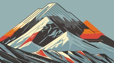 Yolların, nehirlerin, ormanların manzaralı dağların vektör çizimi