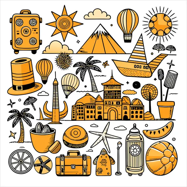 Vektör Simgesi Kılavuzu Seyahat Paketini Ayarla