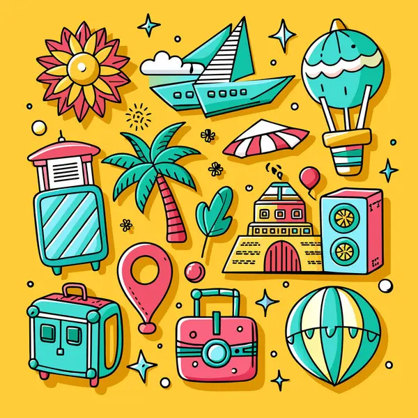 Vektör Simgesi Kılavuzu Seyahat Paketini Ayarla