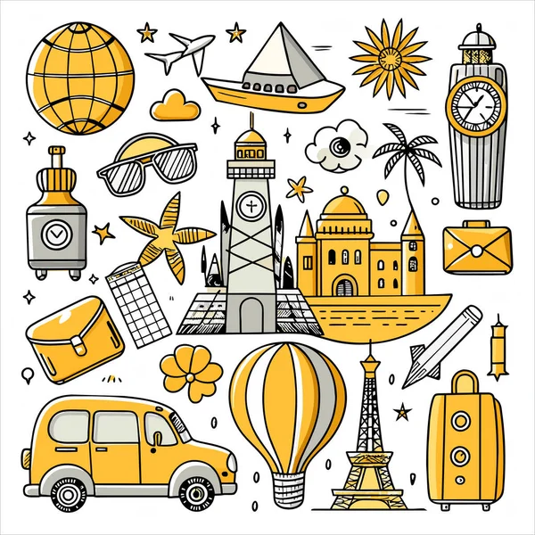 Vektör Simgesi Kılavuzu Seyahat Paketini Ayarla