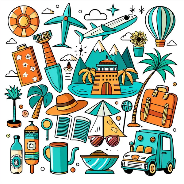 Vektör Simgesi Kılavuzu Seyahat Paketini Ayarla