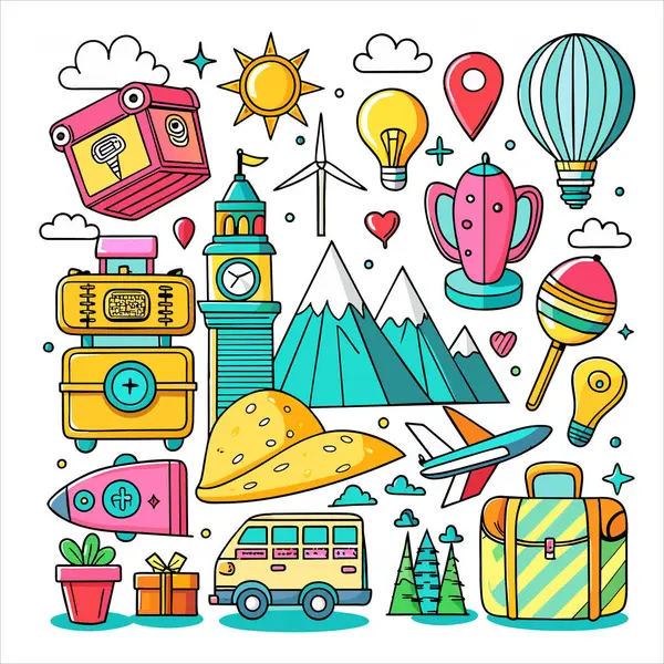 Vektör Simgesi Kılavuzu Seyahat Paketini Ayarla