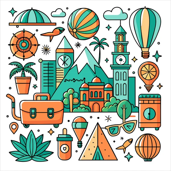 Vektör Simgesi Kılavuzu Seyahat Paketini Ayarla