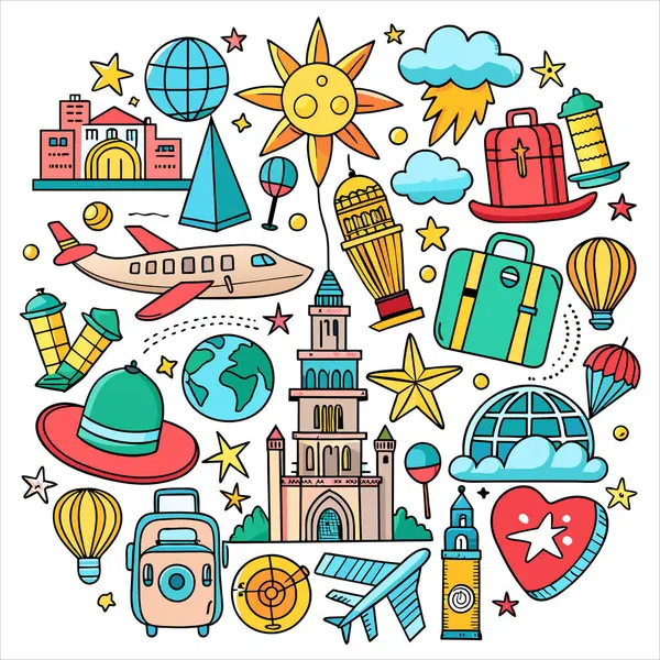 Vektör Simgesi Kılavuzu Seyahat Paketini Ayarla