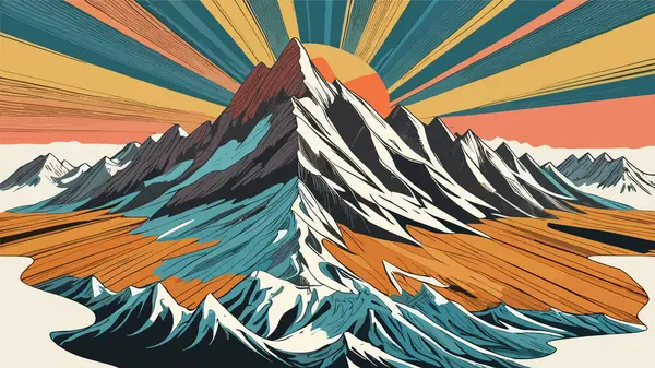 Yolların, nehirlerin, ormanların manzaralı dağların vektör çizimi