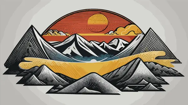 Yolların, nehirlerin, ormanların manzaralı dağların vektör çizimi