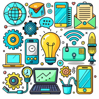 Simge Ayarlama Doodle Vektör Teknolojisi