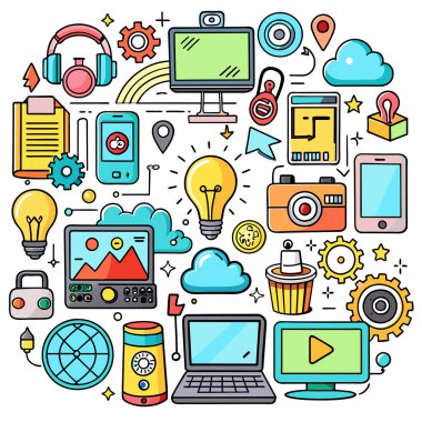 Simge Ayarlama Doodle Vektör Teknolojisi