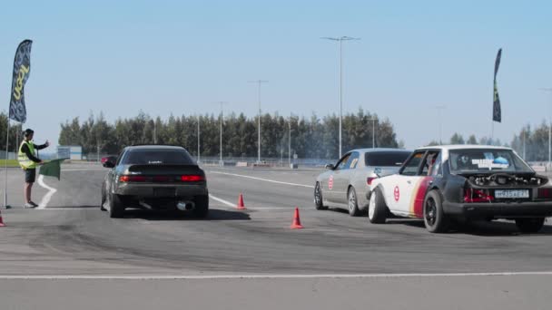Kazan Russia Drift Kampioenschap Ugol Drift Auto Starten Race Tussenschot — Stockvideo