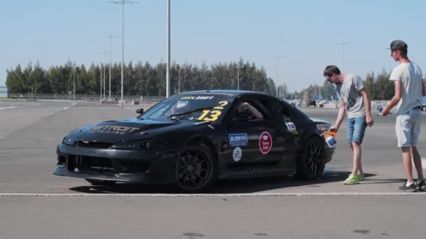 Kazan Russia Drift Championship Ugol Drift Mężczyźni Obsługują Samochód Kontynuuje — Wideo stockowe