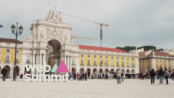 2022 Portugal Lisbon Web Sumit Stand Ark Triomphe Lisbon Time — Stok video
