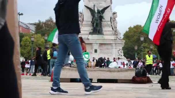 2022 Lisbon Portugal Rally Dedicated Freedom Iranian Women Lisbon Square — Video Stock